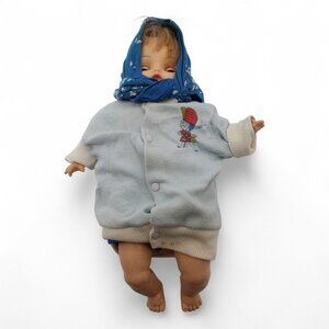 Vintage Baby Doll With Blue Scarf & Light Blue Outfit